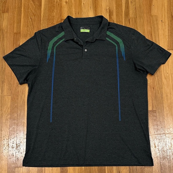 PGA Tour Other - PGA Tour Dark Gray Polo with Green and Blue Accents